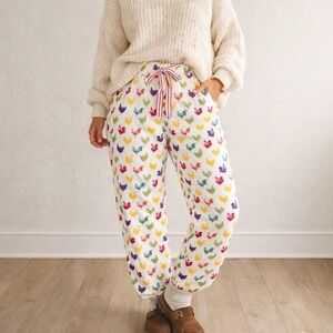 Farmcore Chicken Rooster Pajama Pants XL Flannel Cottage Cozy Lounge Sleep Sense